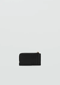 Saffiano-effect card holder with zipper