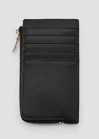Saffiano-effect card holder with zipper