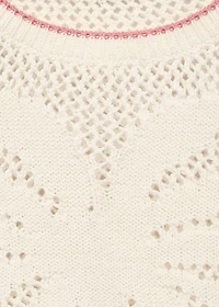 Knit sweater with lace pattern