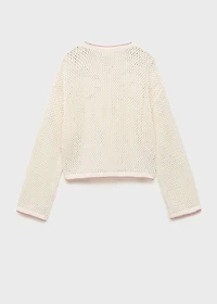Knit sweater with lace pattern