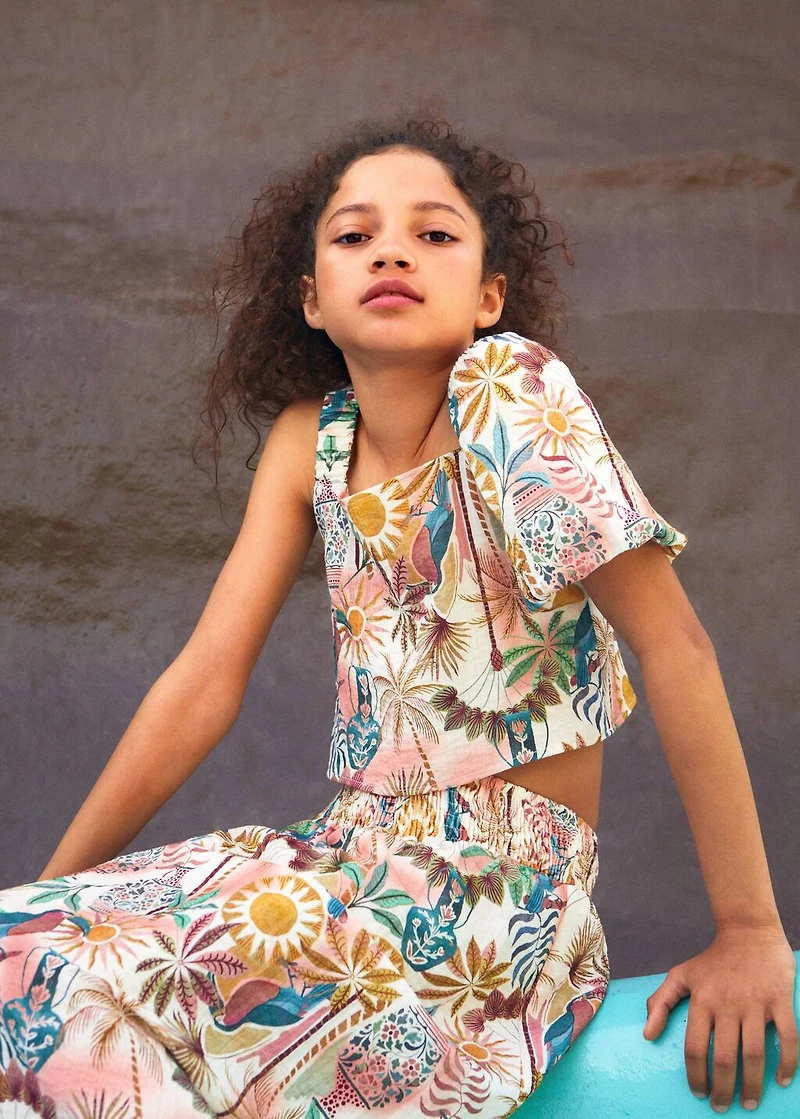 Asymmetrical printed blouse