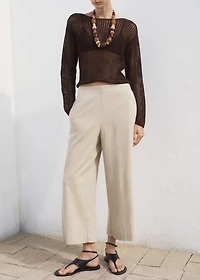 Cropped linen-blend pants