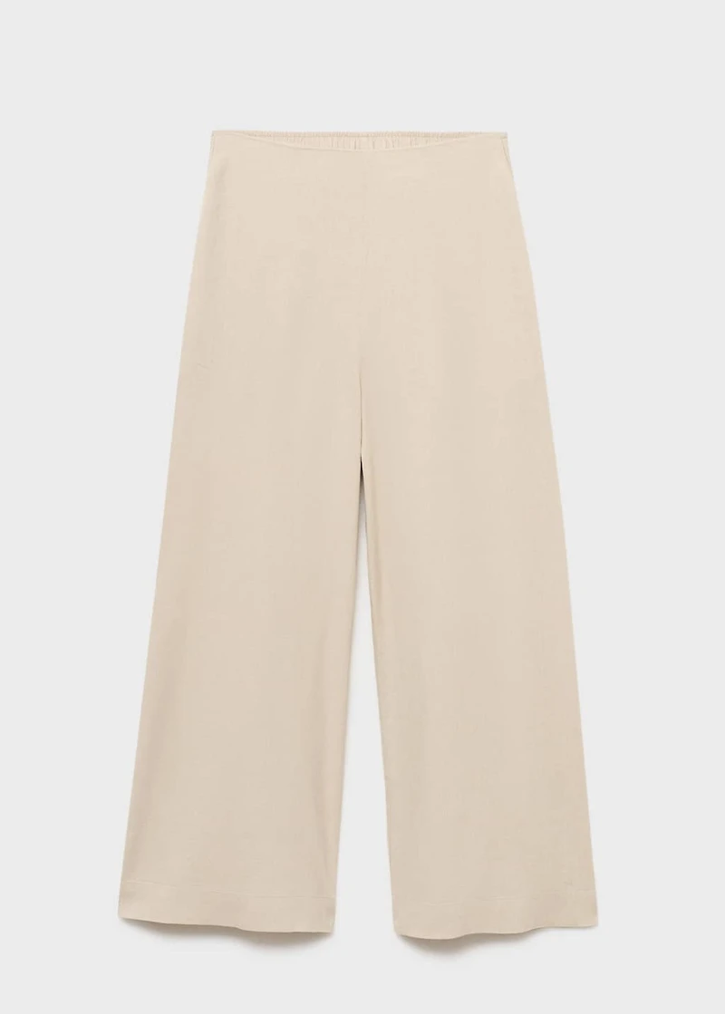 Cropped linen-blend pants