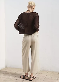 Cropped linen-blend pants