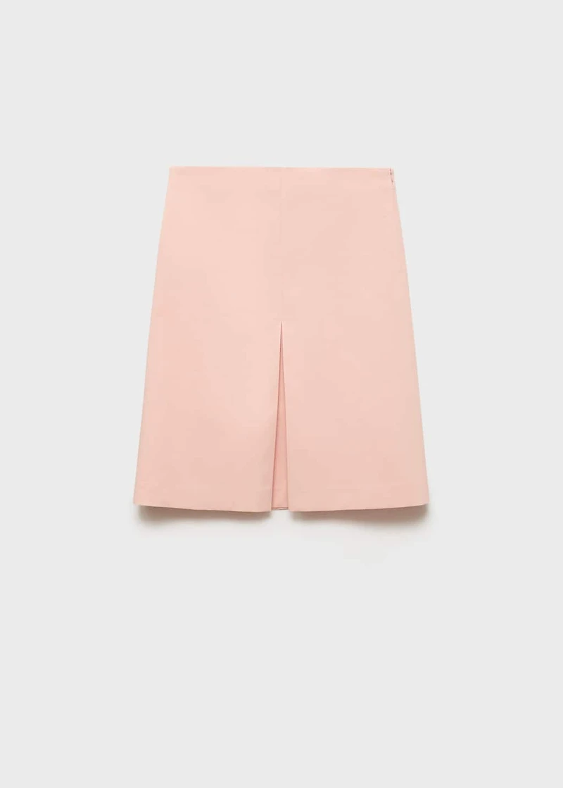 Cotton midi-skirt with pleat detail