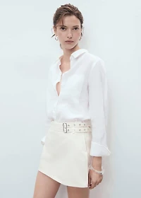 Denim culottes with double belt