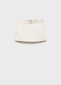 Denim culottes with double belt