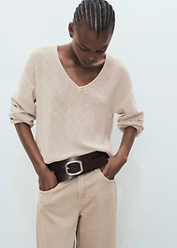 V-neck knit sweater