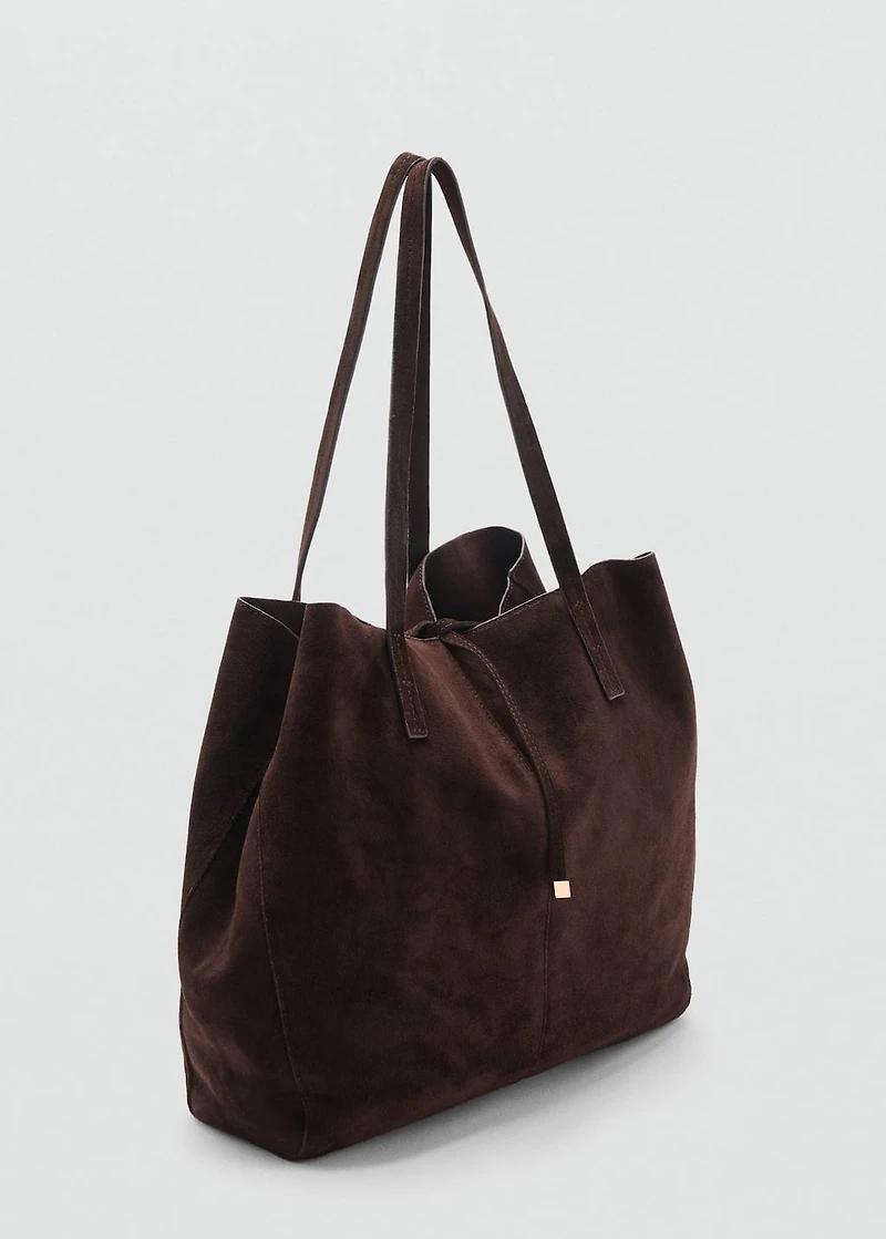 Suede leather shopper bag