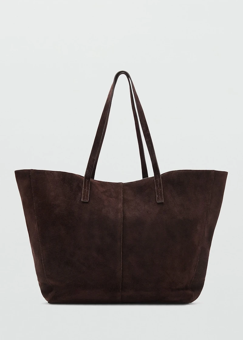 Suede leather shopper bag