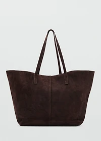 Suede leather shopper bag