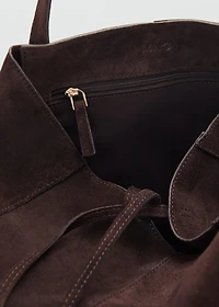 Suede leather shopper bag