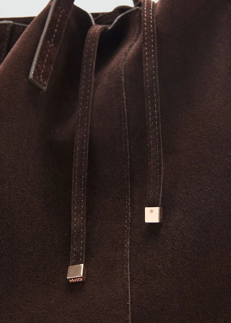 Suede leather shopper bag