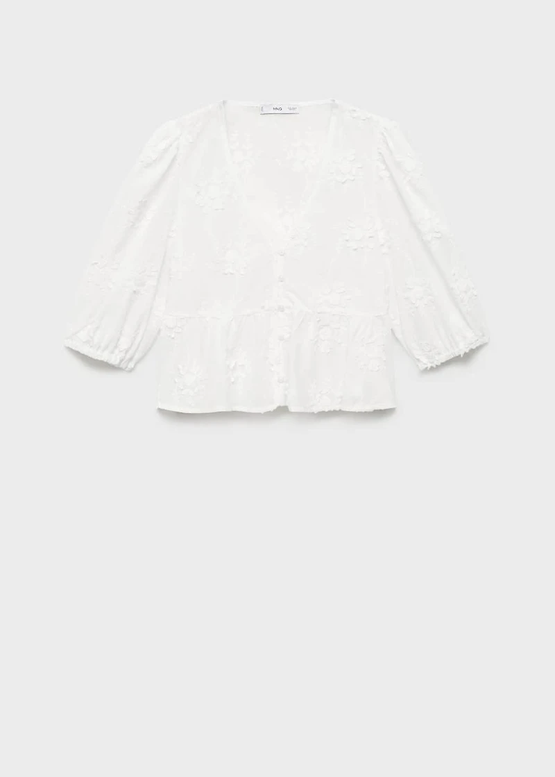 Cotton blouse with floral embroidery