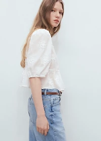 Cotton blouse with floral embroidery