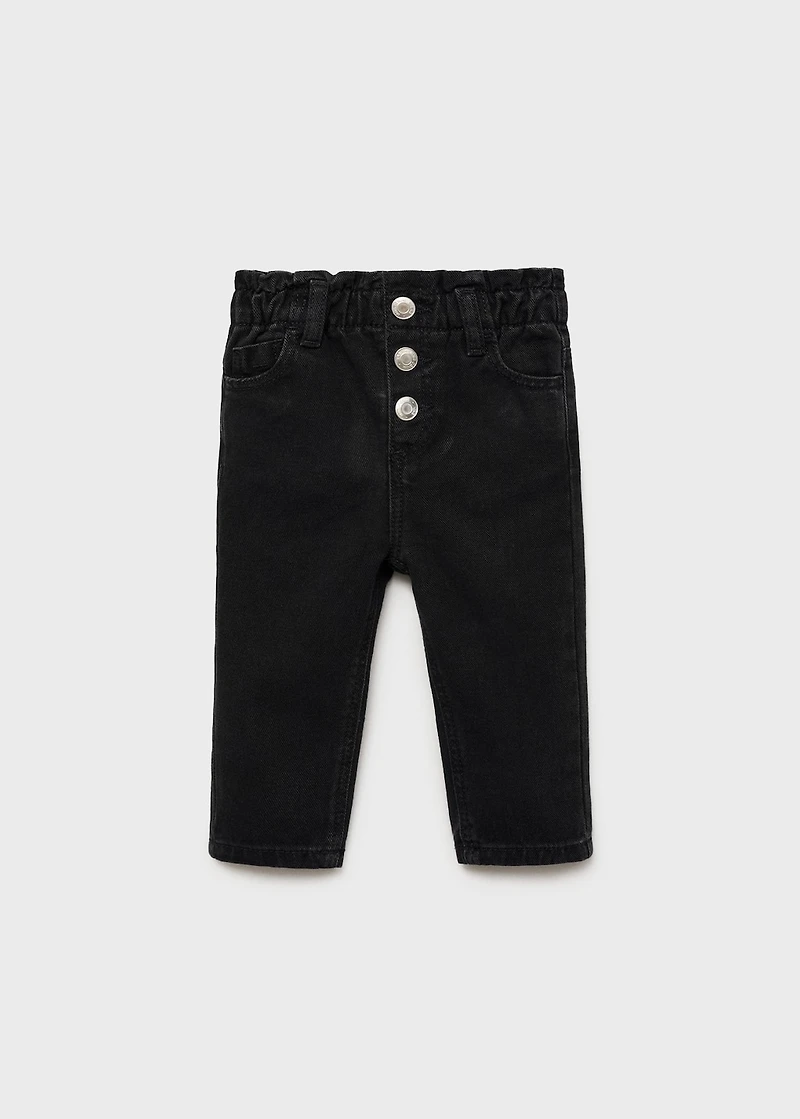 Paper bag jeans with buttons