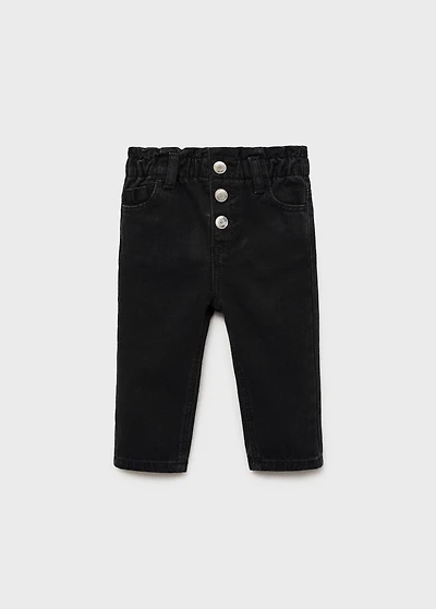 Paper bag jeans with buttons