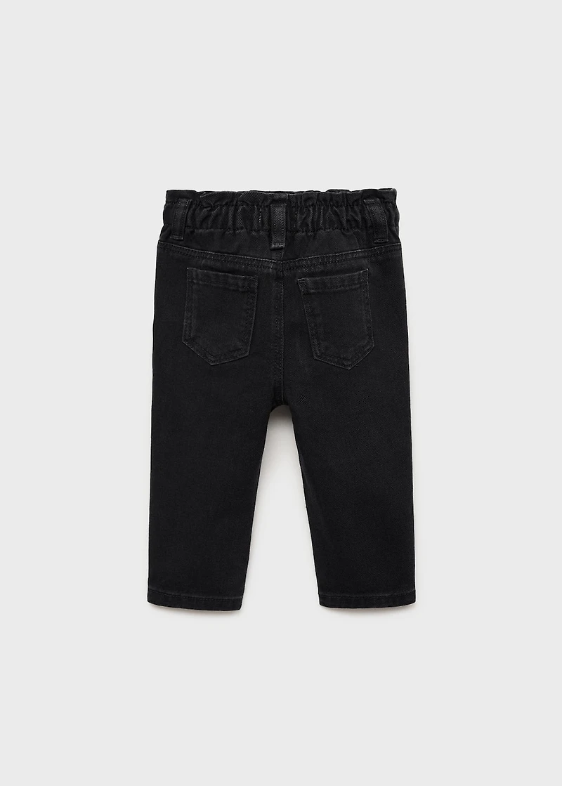 Paper bag jeans with buttons