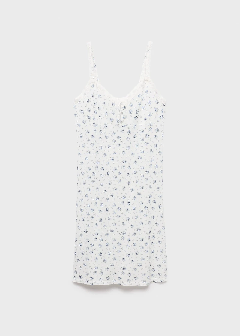 Floral-print lace nightdress