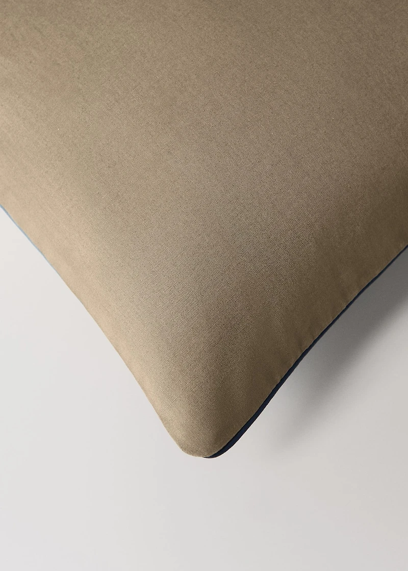 Reversible percale cotton duvet cover with contrasting piping for cot