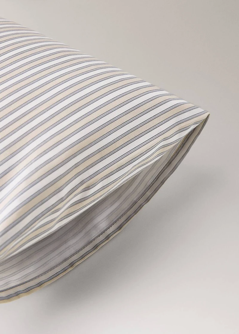 Percale cotton children's pillowcase with fine-striped print 30x50 cm