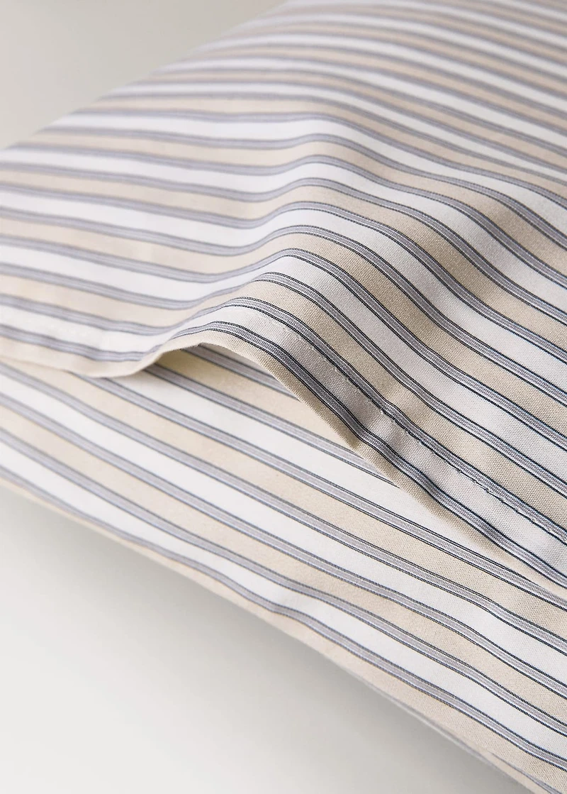 Percale cotton children's pillowcase with fine-striped print 30x50 cm
