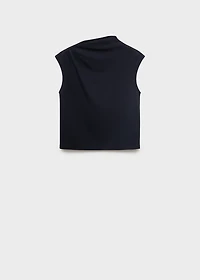 T-shirt with gathered asymmetrical neck