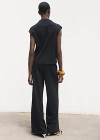 T-shirt with gathered asymmetrical neck