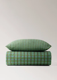 Children's percale cotton reversible duvet cover with checked print for 90 cm bed