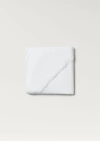Floral-embroidered children’s bath towel with hood