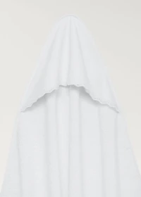 Floral-embroidered children’s bath towel with hood