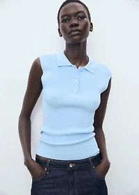 Polo-neck knitted top