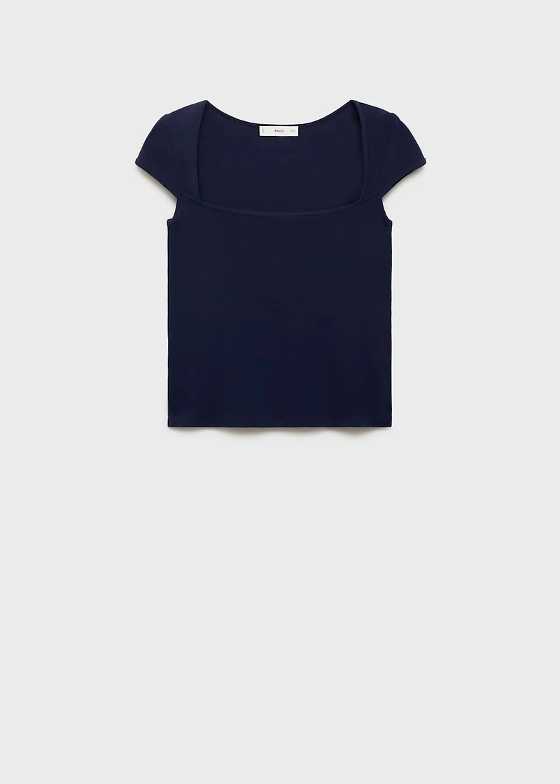Cotton t-shirt with low neckline