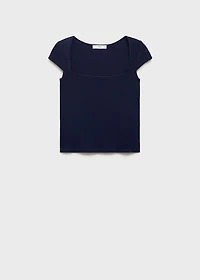Cotton t-shirt with low neckline