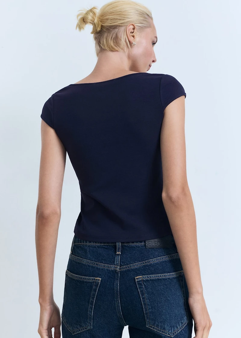 Cotton t-shirt with low neckline