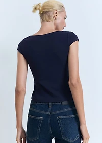 Cotton t-shirt with low neckline
