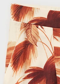 Straight-leg pants with palm tree print
