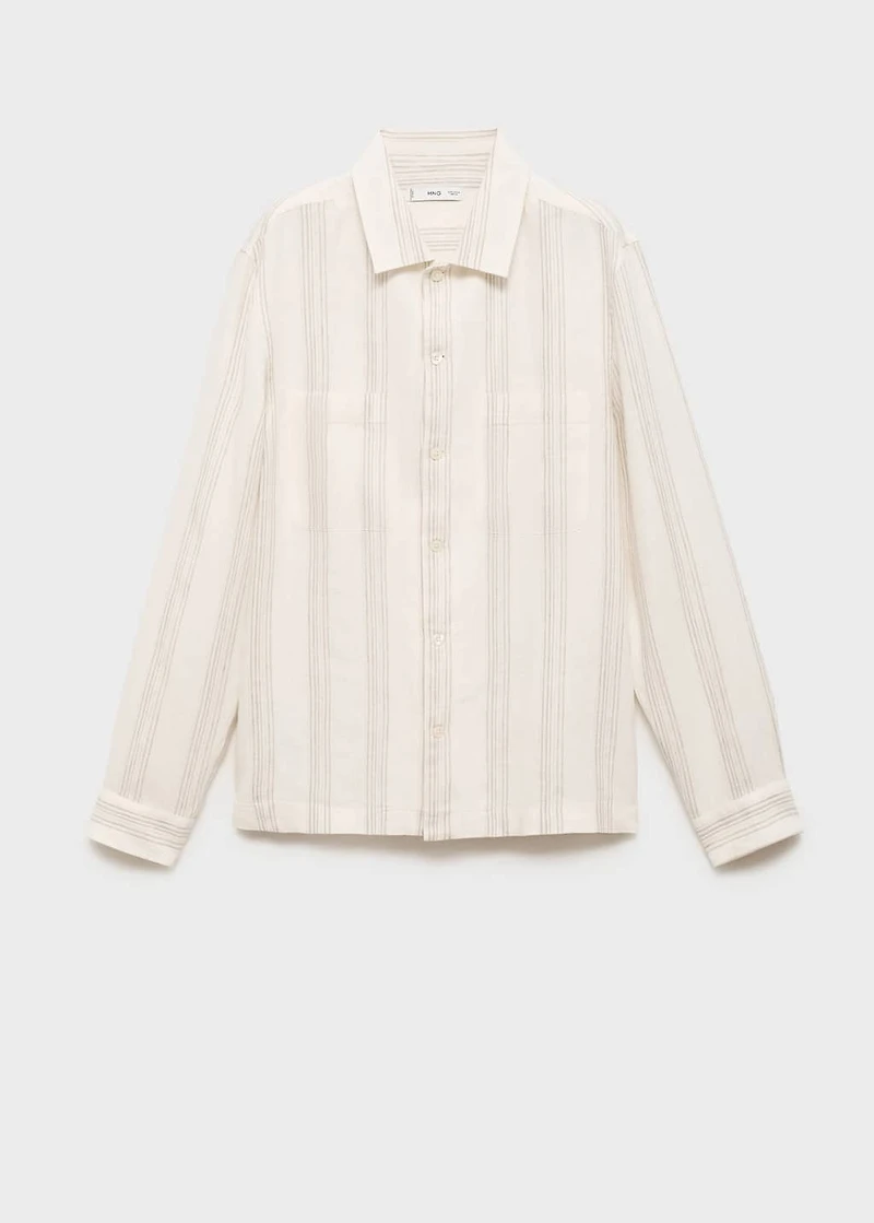 Striped linen overshirt