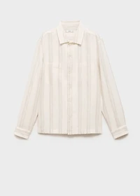 Striped linen overshirt