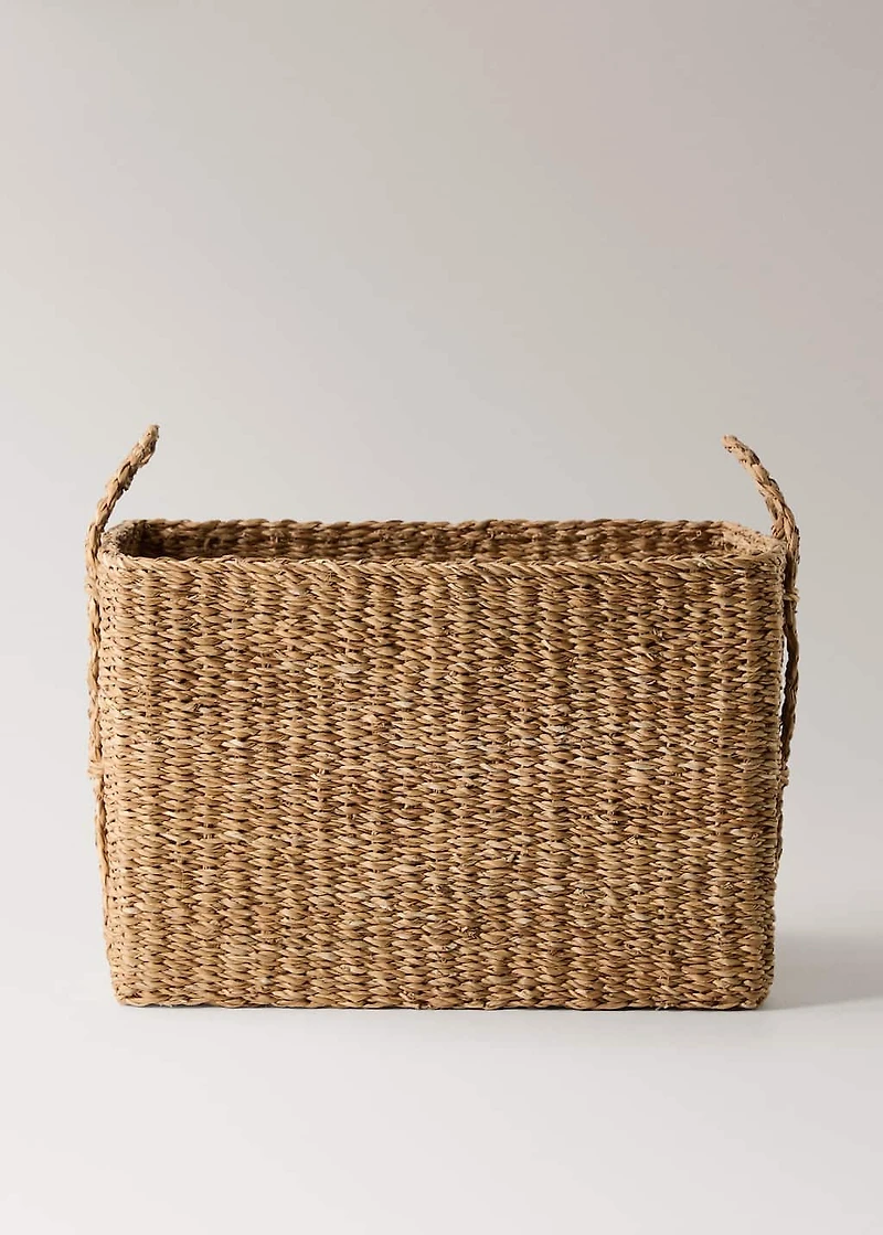 Large braided seagrass basket with handles