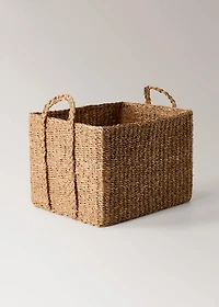 Large braided seagrass basket with handles