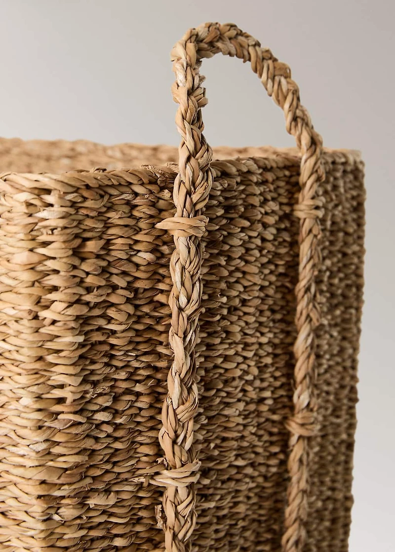 Large braided seagrass basket with handles