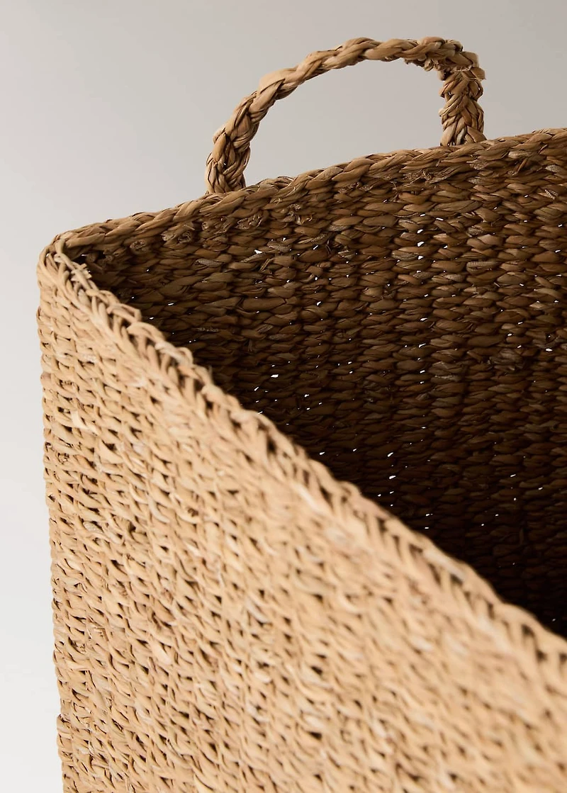 Large braided seagrass basket with handles