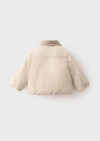 Quilted anorak with contrasting collar