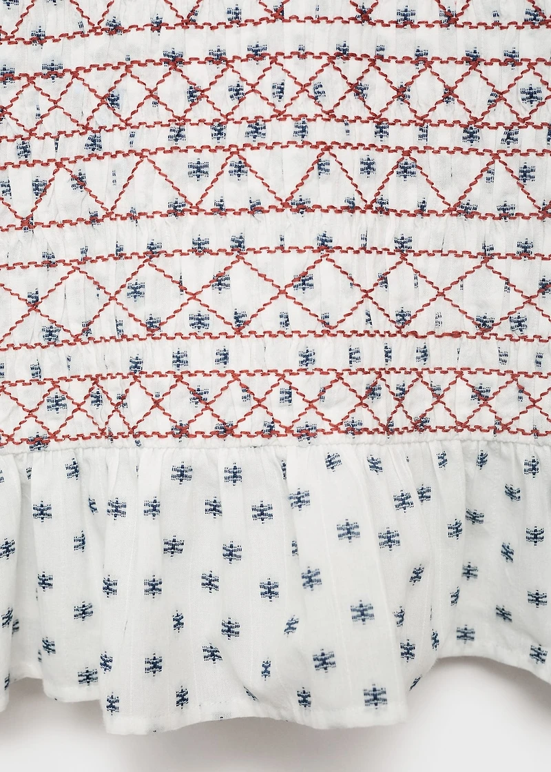 Embroidered printed blouse
