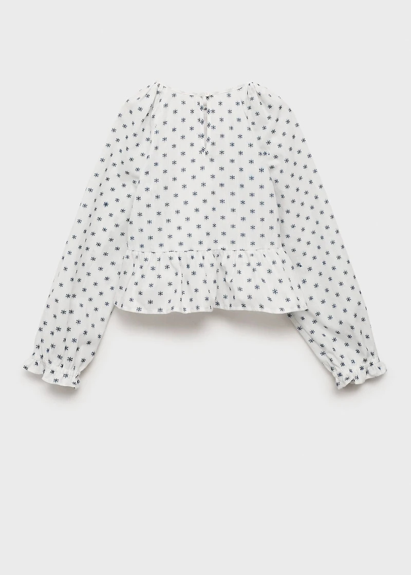 Embroidered printed blouse