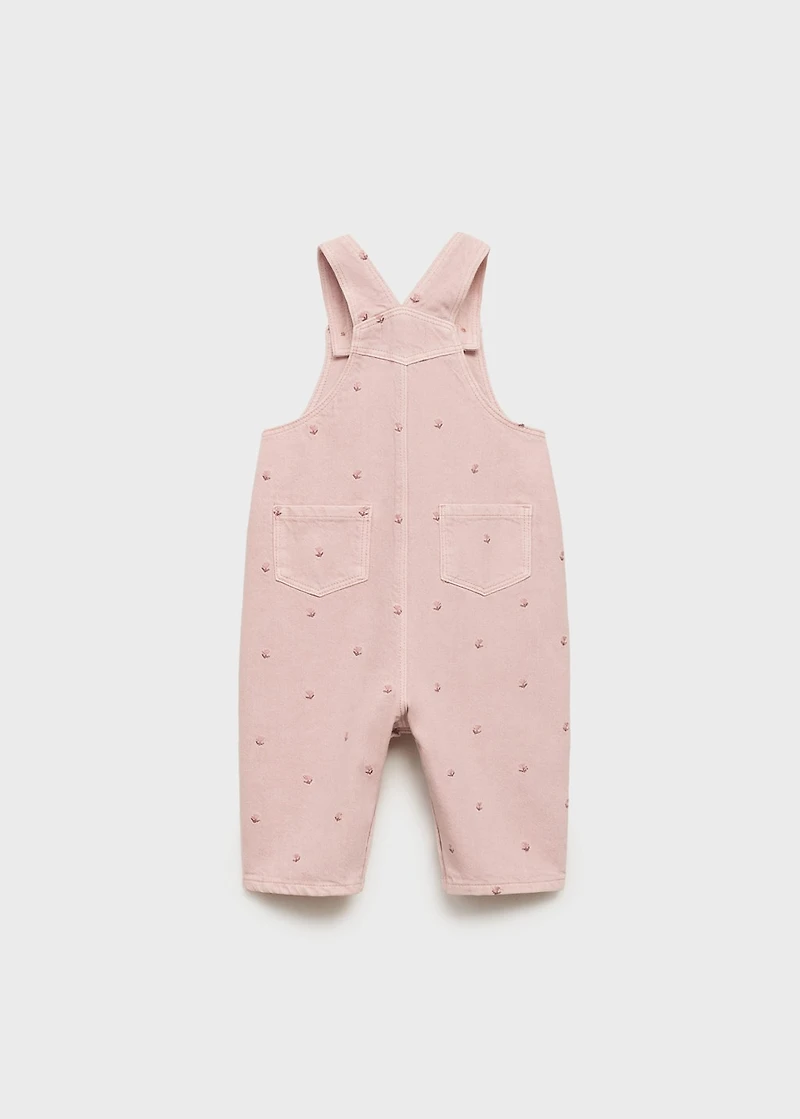 Embroidered denim dungarees