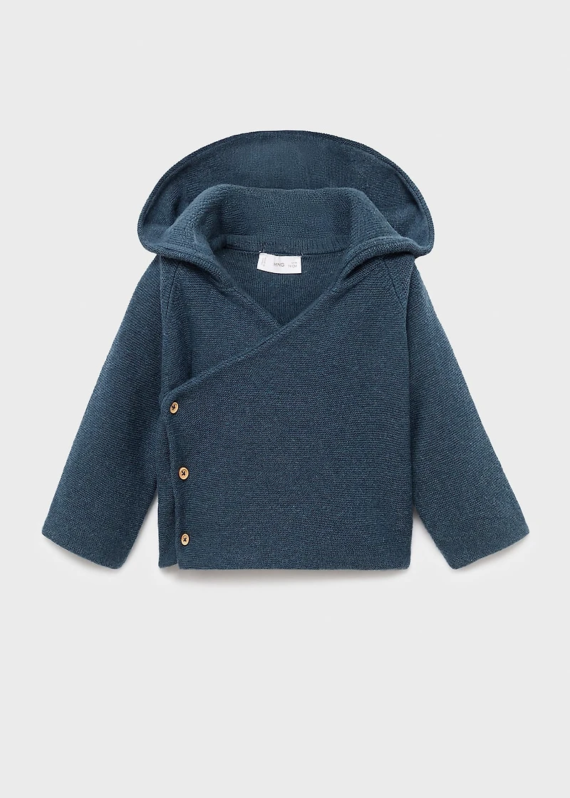 Knit hood cardigan