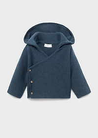 Knit hood cardigan