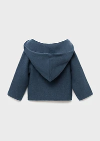 Knit hood cardigan